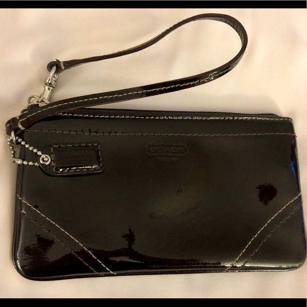 Coach chocolate brown wristlet